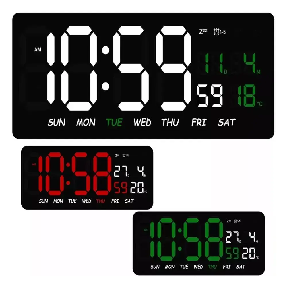 reloj-led-calendario-de-pared rojo blanco verde