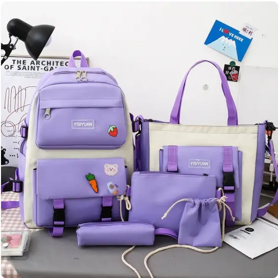 maleta 5 piezas morada