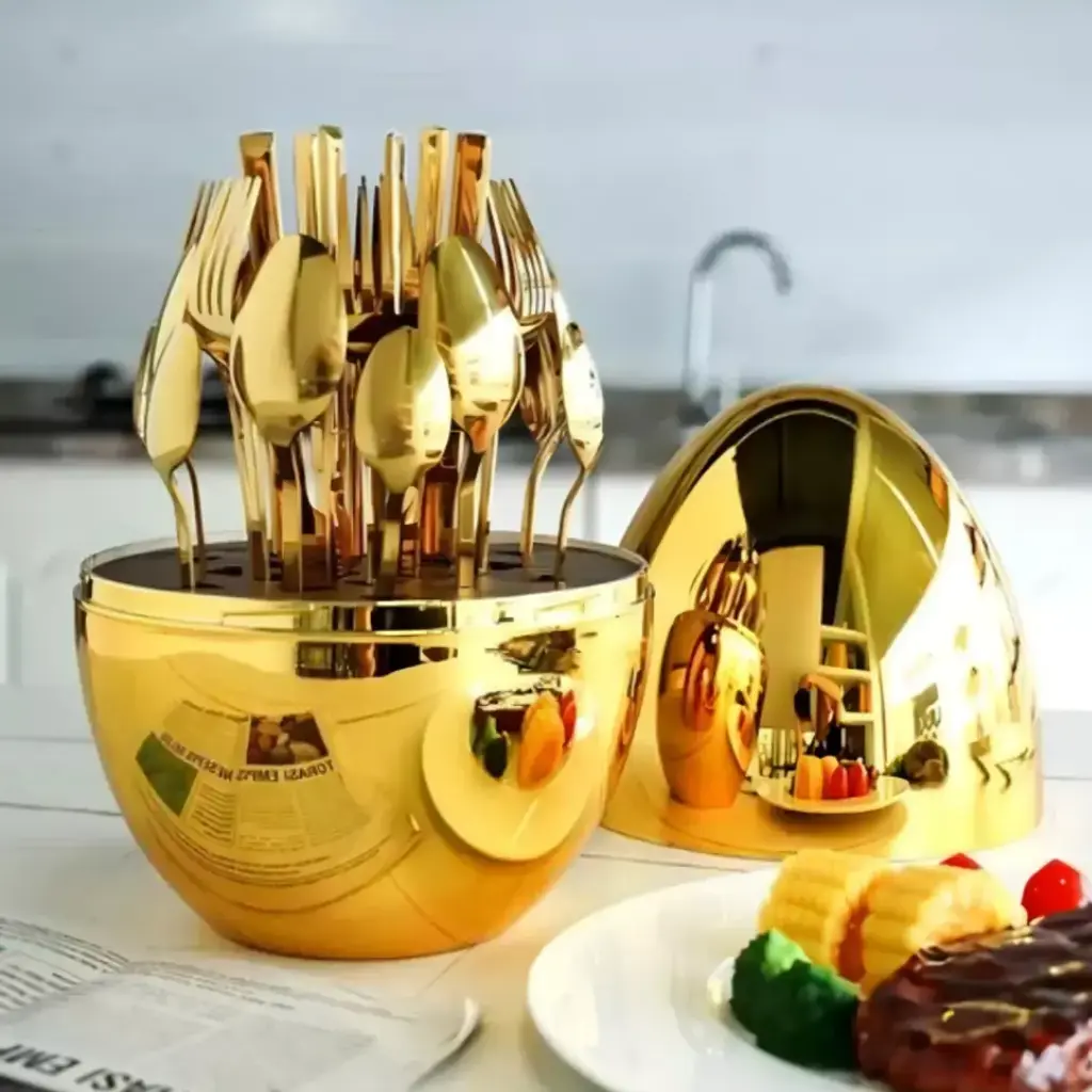 SET DE CUBIERTOS LUJO DE HUEVO